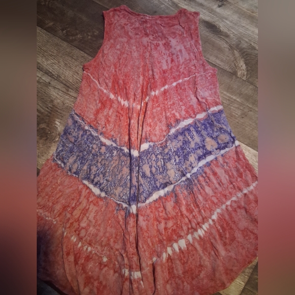 Boho Embroidered Mini Dress in Red and Blue - Picture 4 of 5